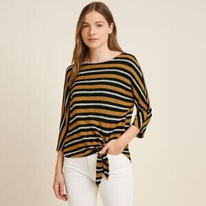 Promesa Dolman Style Striped Lightweight Knit Top Sz L